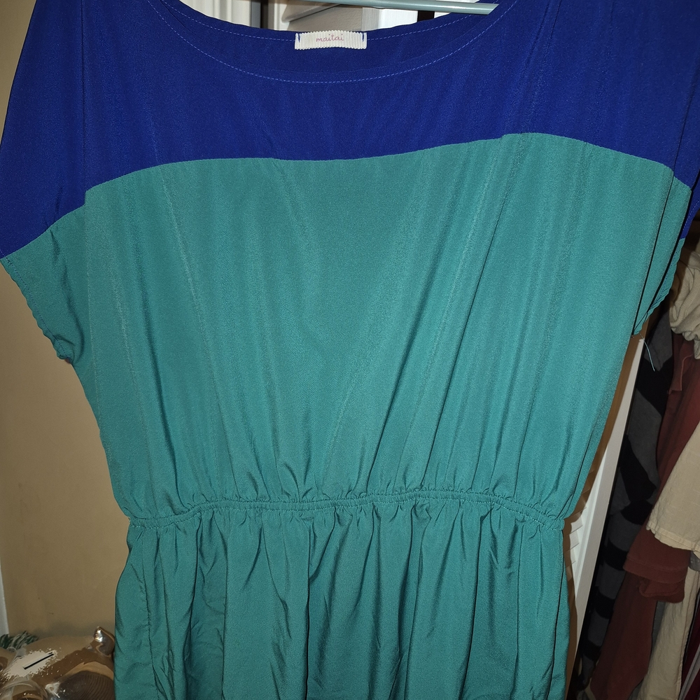 Blue and Green Colorblock Dress